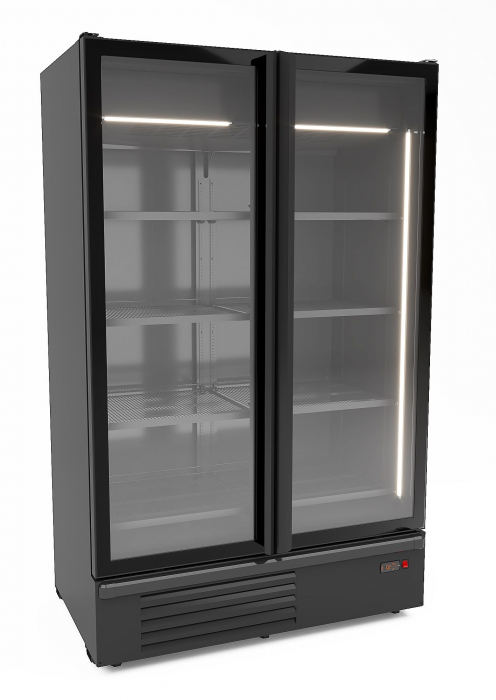 Glastürkühlschrank 2-türig – 1200 l – schwarz, LED, Umluft