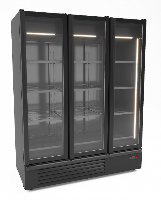 Kühlschrank 3 Glastüren Schwarz 1555 L, +1 bis +7 °C