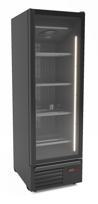 Tiefkühlschrank 500 l – 1 Glastür – Umluft – LED – Combisteel – Schwarz
