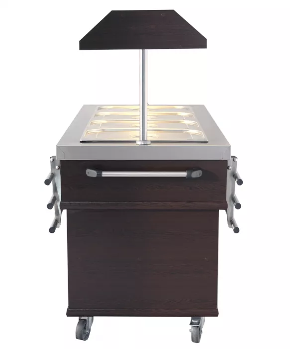 Buffet GN 4/1 gekühlt – Mahagoni, 0,35 kW, LED, Edelstahl, statisch