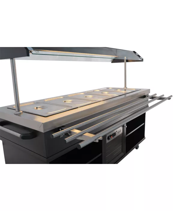 Buffet GN 5/1 gekühlt – Mahagoni, statisch, LED, 0,4 kW, 5× GN 1/1