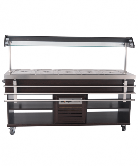 Heißes Buffet GN 5/1 Mahagoni mit LED