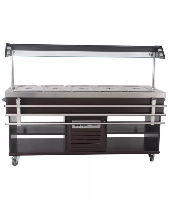 Heißes Buffet GN 5/1 Mahagoni mit LED