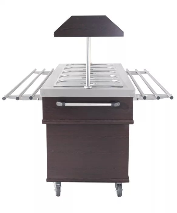 Buffet GN 5/1 gekühlt – Mahagoni, statisch, LED, 0,4 kW, 5× GN 1/1