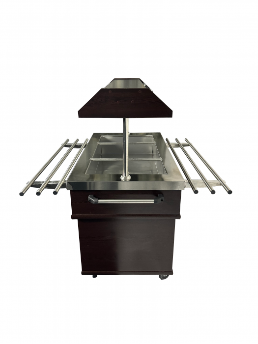 Heißes Buffet GN 3/1 Mahagoni mit LED – Wärmewagen für 3x 1/1 GN