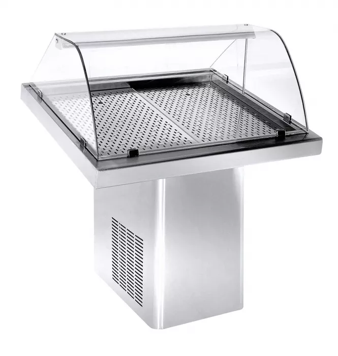 Fischkühlvitrine 1.0 – statische Kühlung, LED, Edelstahl