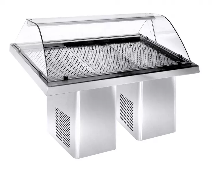 Gekühlte Fischvitrine 1.9 – Edelstahl, LED, -5 °C, fahrbar