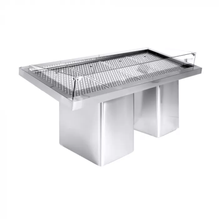Fischvitrine Selbstbedienung 1.9 Edelstahl, fahrbar, 1880 mm