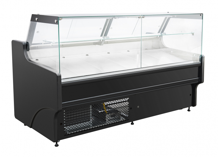 Kühlvitrine 460 l – Umluft – LED – Klappglas & Snack-Etage