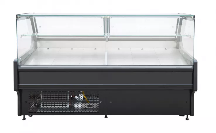 Kühlvitrine 460 l – Umluft – LED – Klappglas & Snack-Etage Kühlvitrine 460 l – Umluft – LED – Klappglas & Snack-Etage
