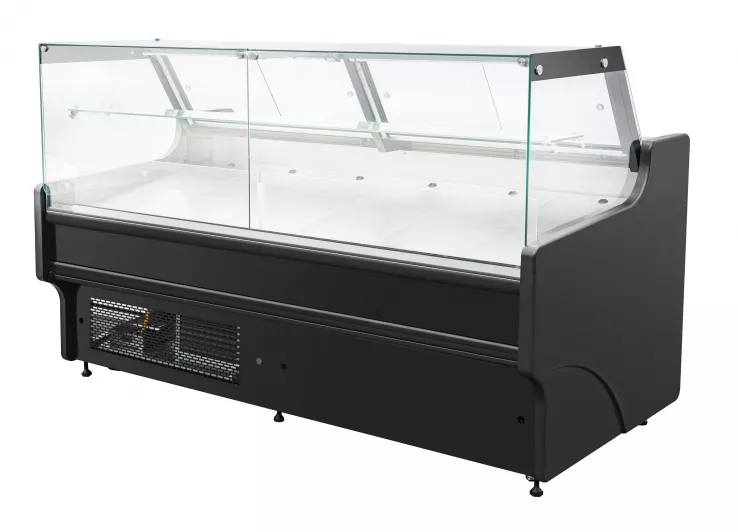 Kühlvitrine 370 l – Umluft – LED – Klappglas & Snack-Etage