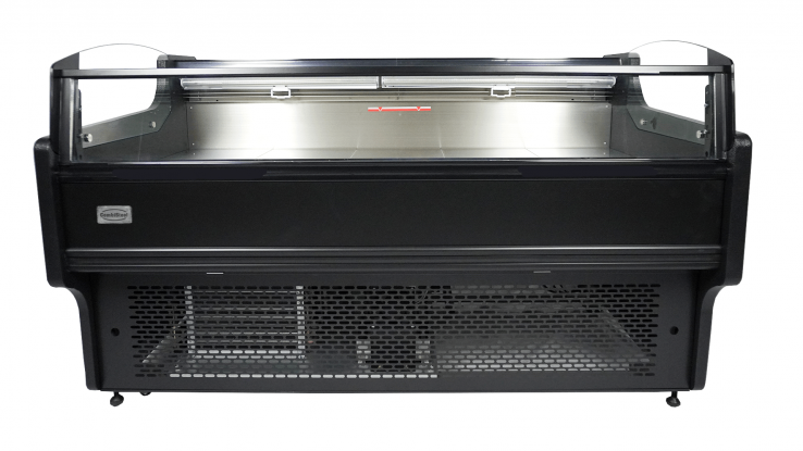 Offene Kühlvitrine 156 l – Umluft Schwarz/Edelstahl