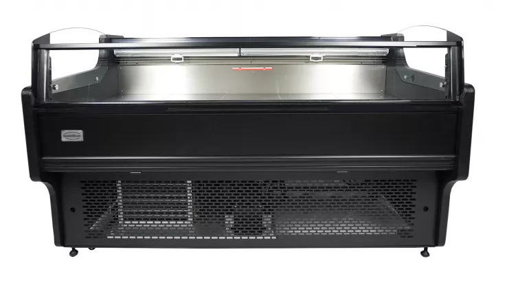 Offene Kühlvitrine 195 l – Umluft – Schwarz/Edelstahl