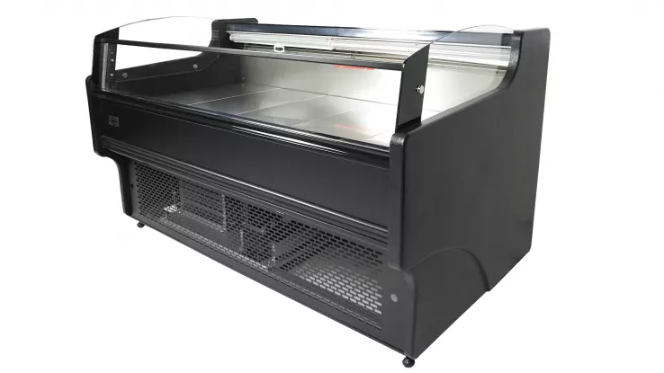 Offene Kühlvitrine 195 l – Umluft – Schwarz/Edelstahl