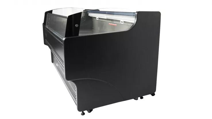 Offene Kühlvitrine 156 l – Umluft Schwarz/Edelstahl
