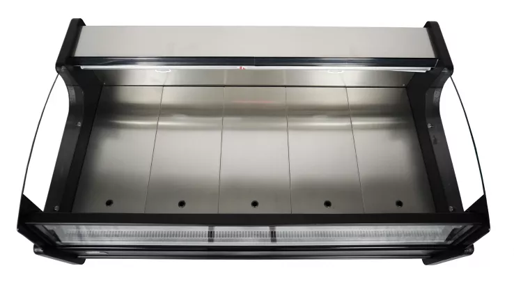 Offene Kühlvitrine 156 l – Umluft Schwarz/Edelstahl