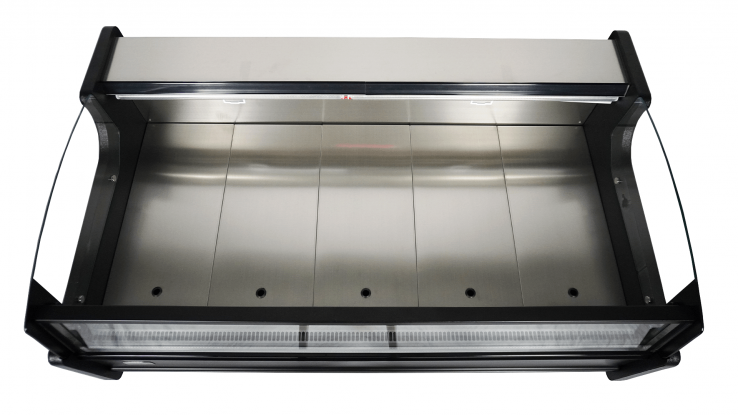 Offene Kühlvitrine 195 l – Umluft – Schwarz/Edelstahl
