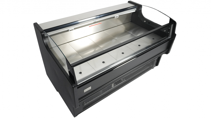 Offene Kühlvitrine 156 l – Umluft Schwarz/Edelstahl