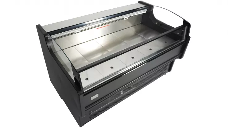 Offene Kühlvitrine 195 l – Umluft – Schwarz/Edelstahl