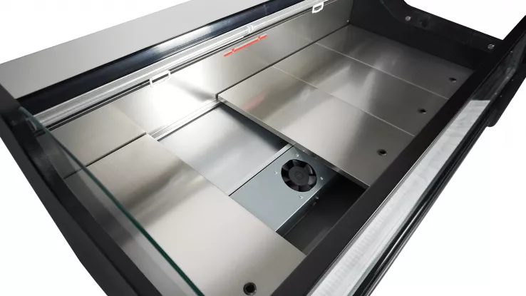Offene Kühlvitrine 156 l – Umluft Schwarz/Edelstahl