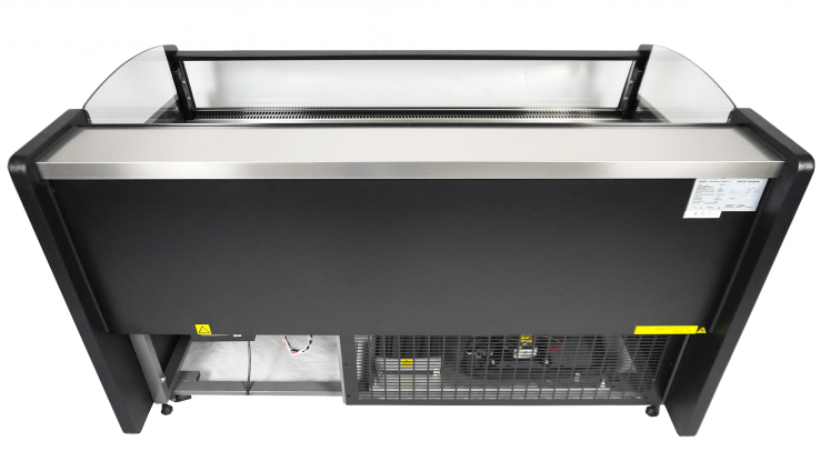 Offene Kühlvitrine 195 l – Umluft – Schwarz/Edelstahl