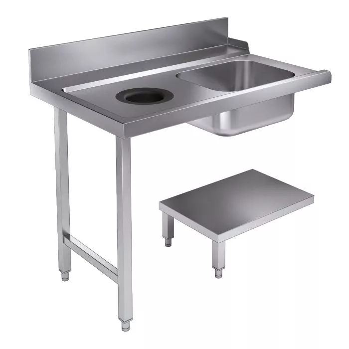 Zulauftisch 1200 Links mit Abfallloch