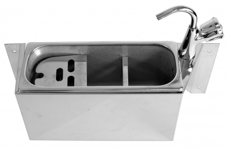 Spülbecken für Eislöffel mit Wasserhahn 380x120x150