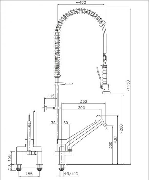 Vorspüldusche Ellebogenbedienung