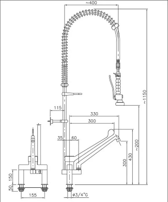 Vorspüldusche Ellebogenbedienung