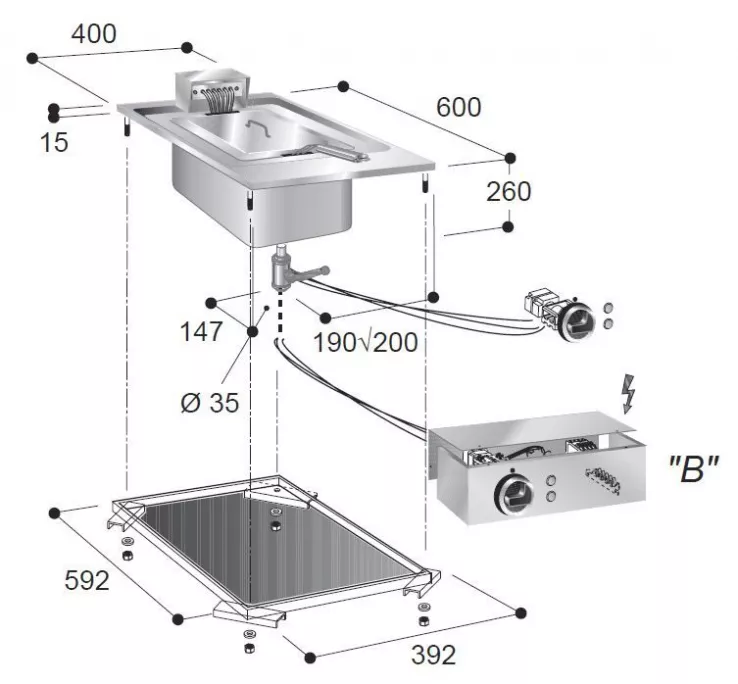 10 L Elektro-Fritteuse – 7,25 kW & 13 kg/h Förderleistung