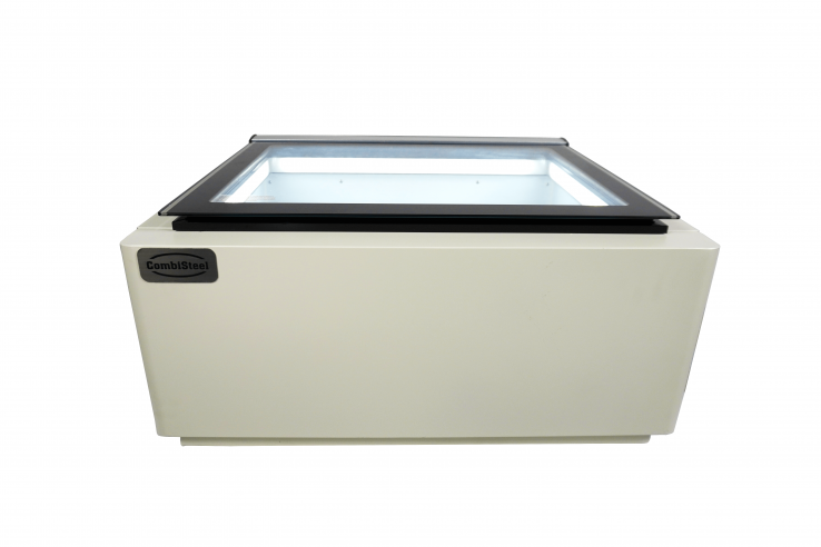 Tischmodell Speiseisvitrine Weiß Öffnet Auf Der Kundenseite