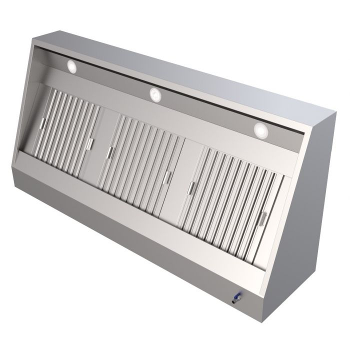 Wandhaube 2400 mm – Edelstahl-Dunstabzugshaube mit 4 Filtern & Beleuchtung