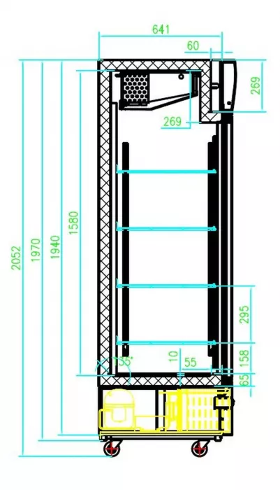 Combisteel Tiefkühlschrank 1 Glastür 0,36 kW Schwarz | Umluftkühlung | 460 Liter