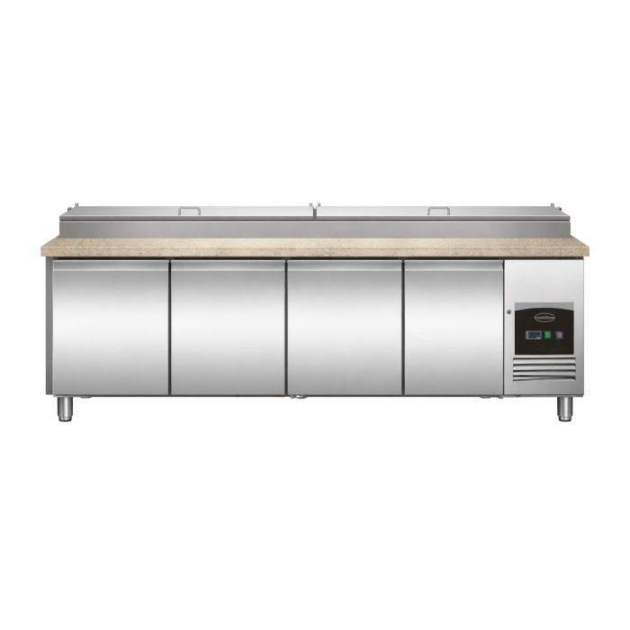 Saladette 4 Türen mit Granitplatte & 12x 1/3 GN – Profi Kühltisch
