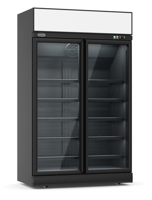Tiefkühlschrank 2 Glastüren Schwarz Ins-1000F Bl