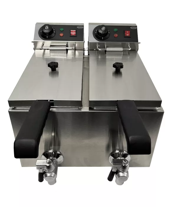 Doppelfritteuse 2×4 L – Profi-Tischfritteuse mit zwei Kammern