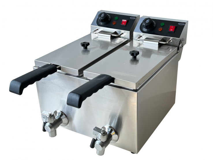 Doppelfritteuse 2×4 L – Profi-Tischfritteuse mit zwei Kammern