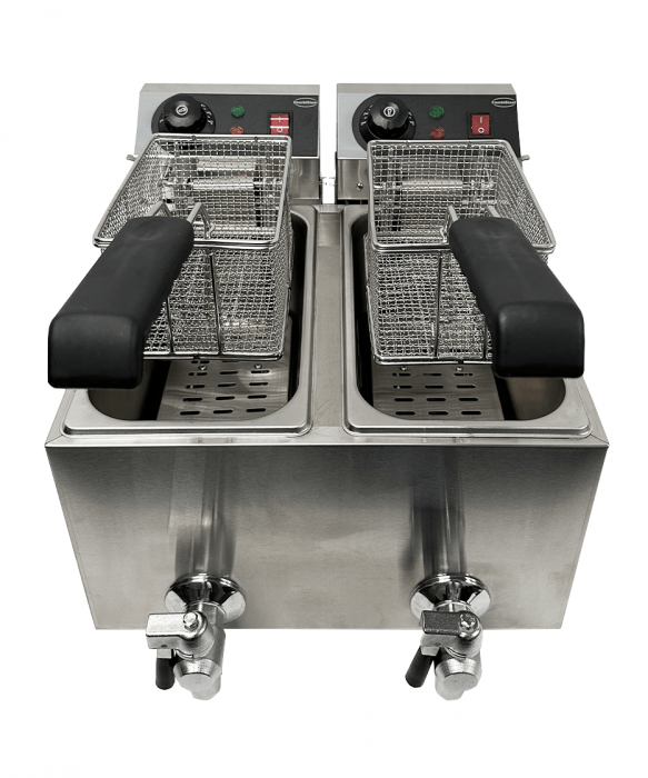 Doppelfritteuse 2×4 L – Profi-Tischfritteuse mit zwei Kammern