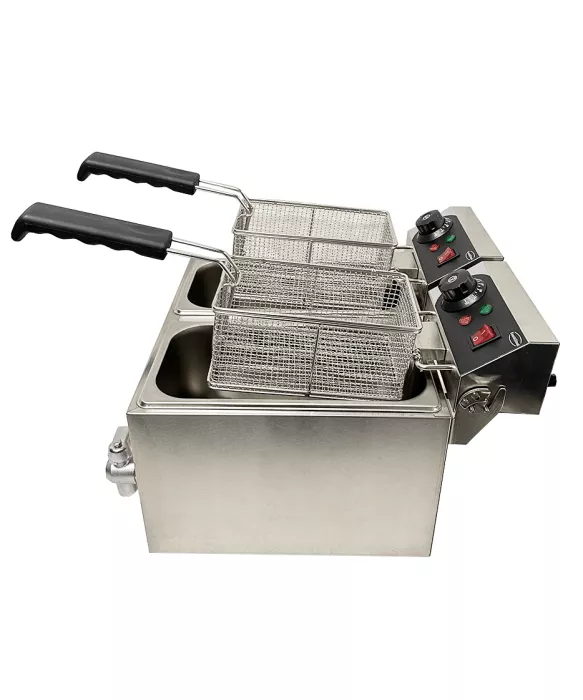 Doppelfritteuse 2×4 L – Profi-Tischfritteuse mit zwei Kammern