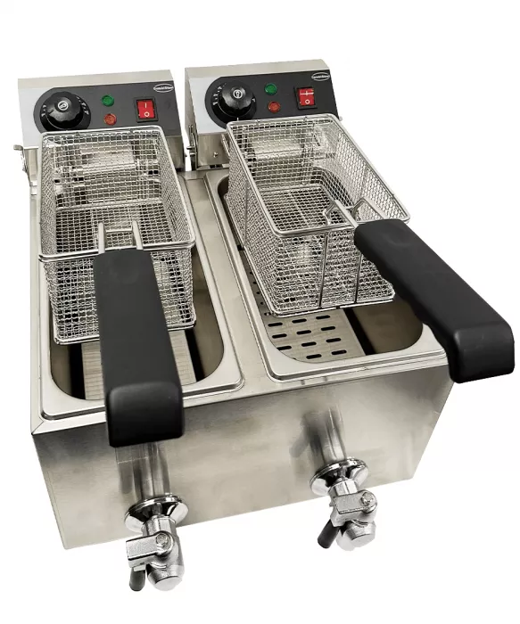Doppelfritteuse 2×4 L – Profi-Tischfritteuse mit zwei Kammern