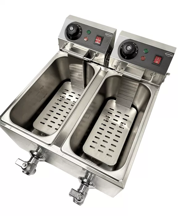 Doppelfritteuse 2×4 L – Profi-Tischfritteuse mit zwei Kammern