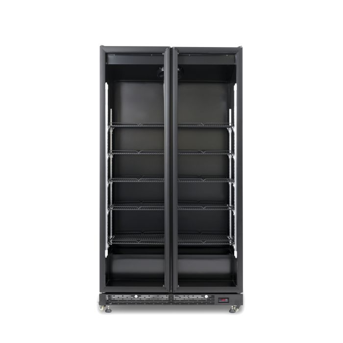 KÜHLSCHRANK 2 GLASTÜREN SCHWARZ NAP-850