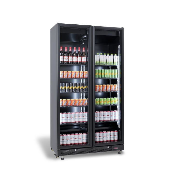 KÜHLSCHRANK 2 GLASTÜREN SCHWARZ NAP-850