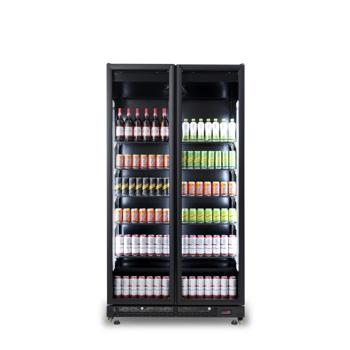 KÜHLSCHRANK 2 GLASTÜREN SCHWARZ NAP-850