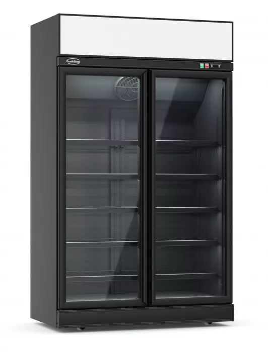 Kühlschrank mit 2 Glastüren Schwarz INS-1000R-BL - Gastrokühlschrank für die Gastronomie