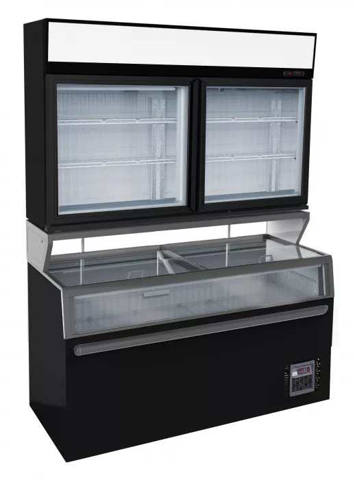 Wandtiefkühlung Schwarz 2 Glastüren