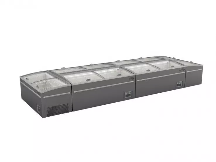 Supermarkt Tiefkühltruhe Grau – 630 L, automatische Abtauung, LED