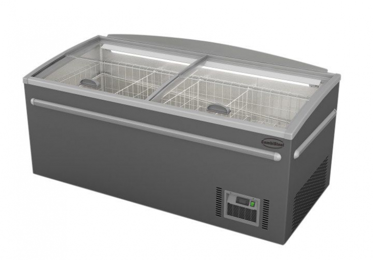 Supermarkt Tiefkühltruhe Grau – 630 L, automatische Abtauung, LED