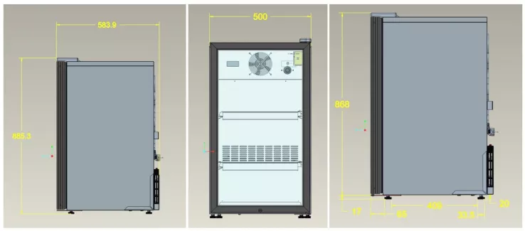 Tischkühlschrank mit Glastür – 136 l – Schwarz & Umluftkühlung