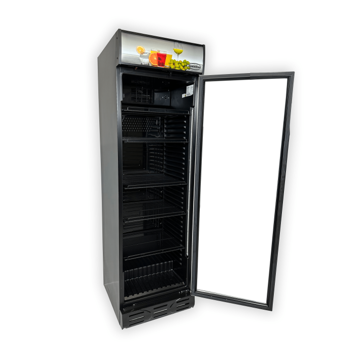 Kühlschrank 382 Liter Glastür Schwarz